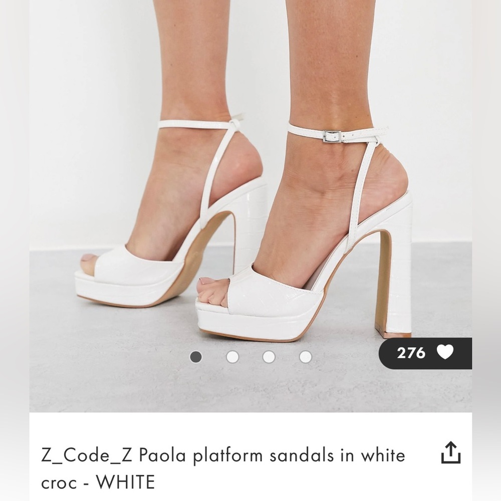 Z Code Z heels in white crocodile, size 7.
